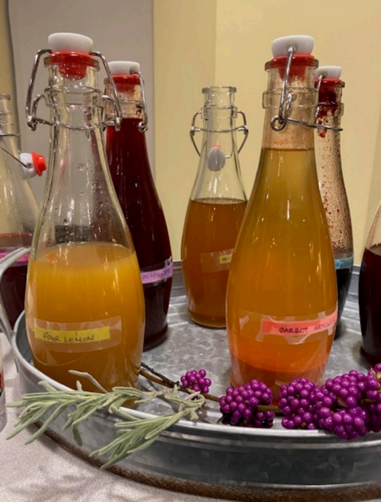 Bottles of herbal shrubs